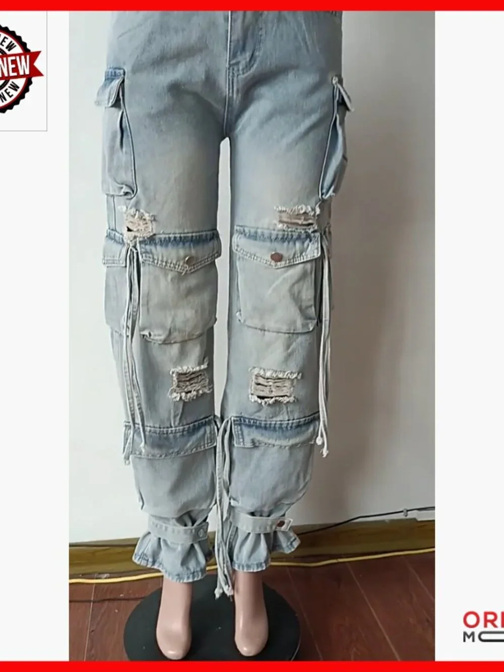 High Waisted Cargo Jeans Women Baggy Wide Leg Streetwear Pants